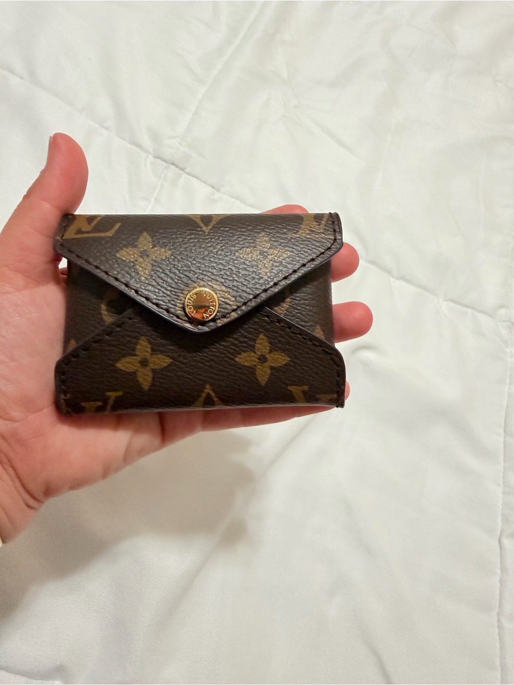 Brown monogram small kirigami card holder